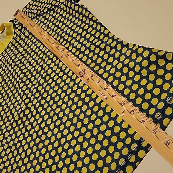 L JCREW RASHGUARD SWIM TOP BACK ZIP SUP NEON YELLOW BLUE DOT SURF SHIRT LARGE - Picture 2 of 7